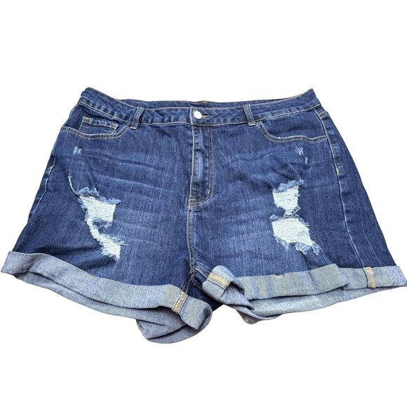 Shein Curve 2XL Womens Distressed Denim Shorts - Picture 1 of 8